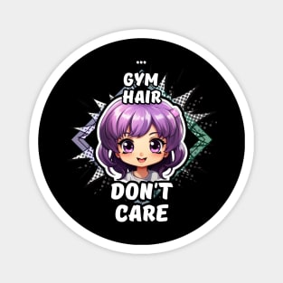 Kawaii Gym Hair Don't Care Anime Magnet